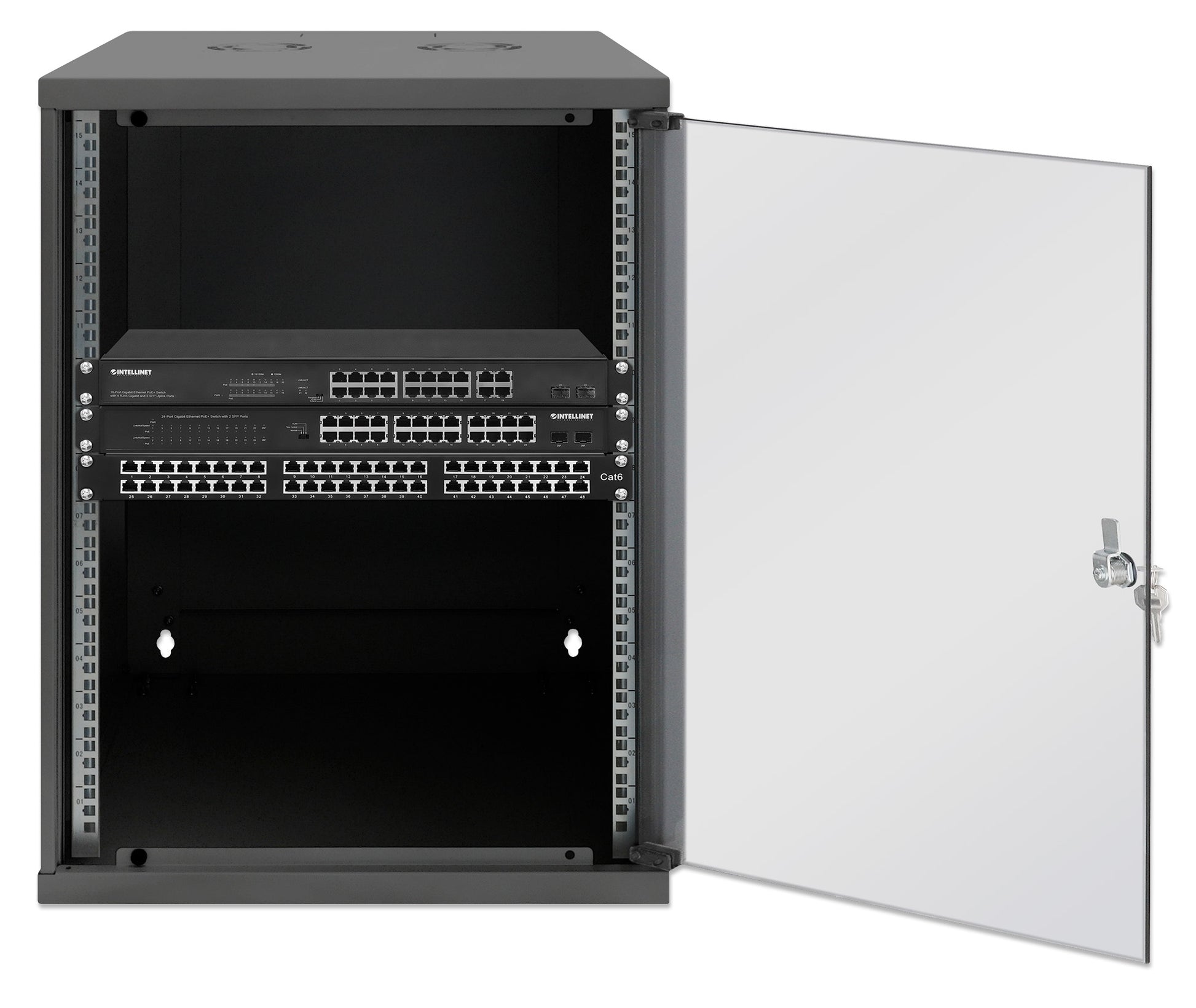 15U 19" Wall Mount Network Cabinet, Basic Line, 560 mm Depth, Black Image 4