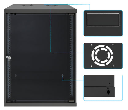 15U 19" Wall Mount Network Cabinet, Basic Line, 560 mm Depth, Black Image 9