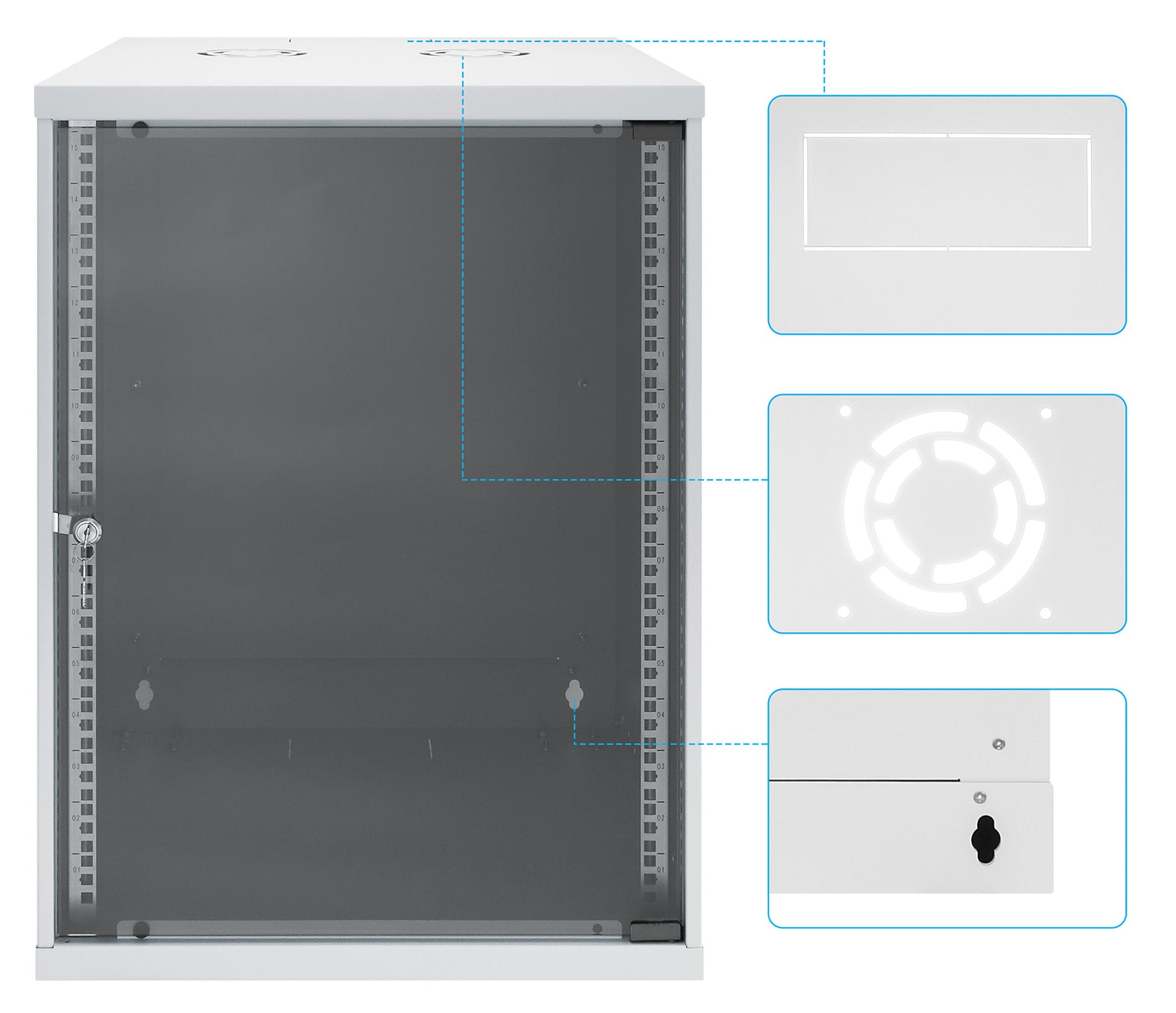 15U 19" Wall Mount Network Cabinet, Basic Line, 560 mm Depth, Gray Image 9