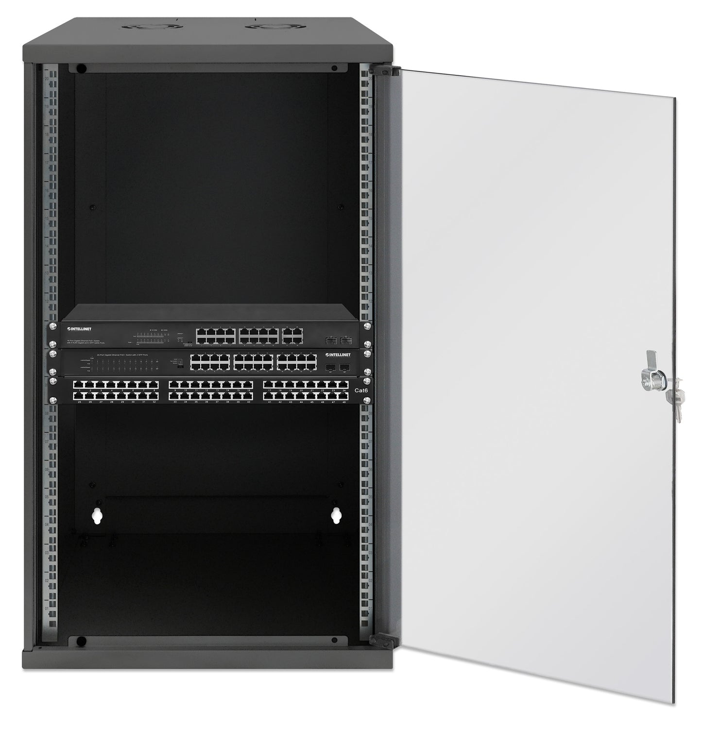 20U 19" Wall Mount Network Cabinet, Basic Line, 560 mm Depth, Black Image 4