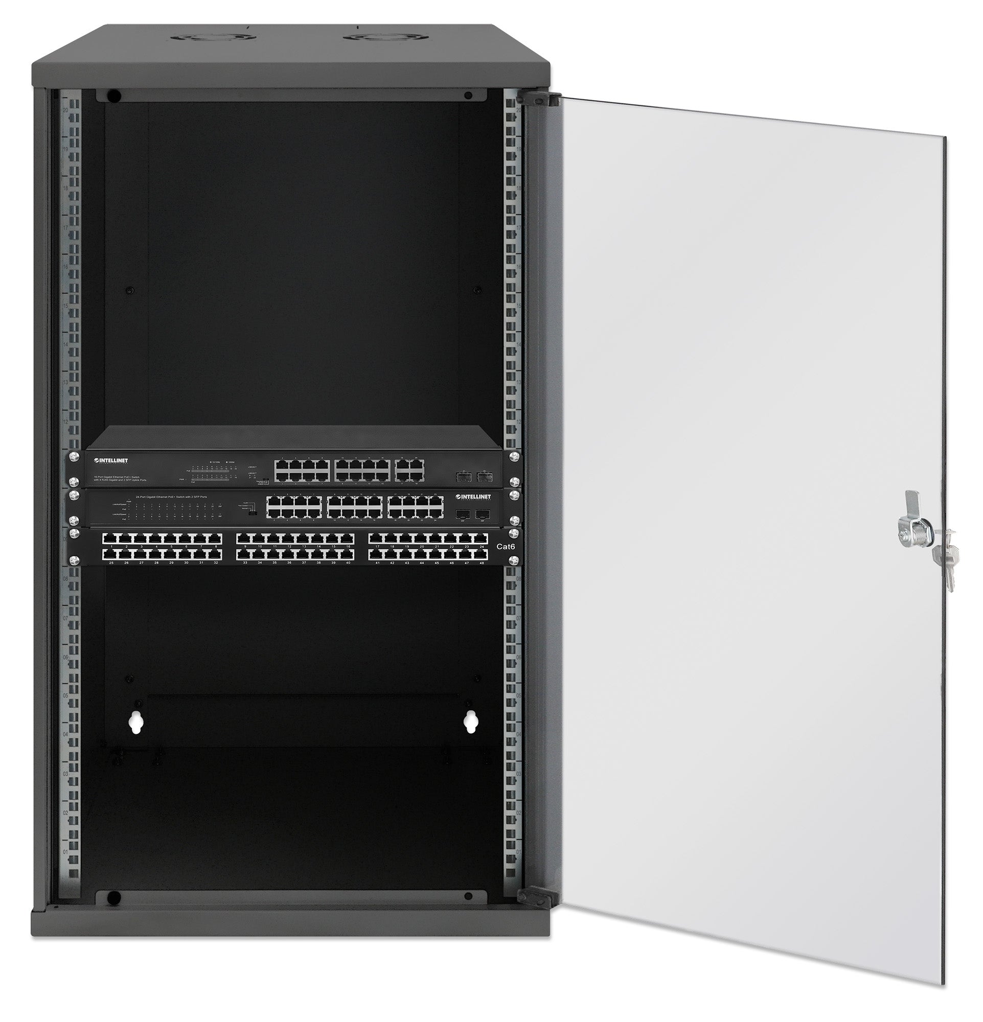 20U 19" Wall Mount Network Cabinet, Basic Line, 560 mm Depth, Black Image 4