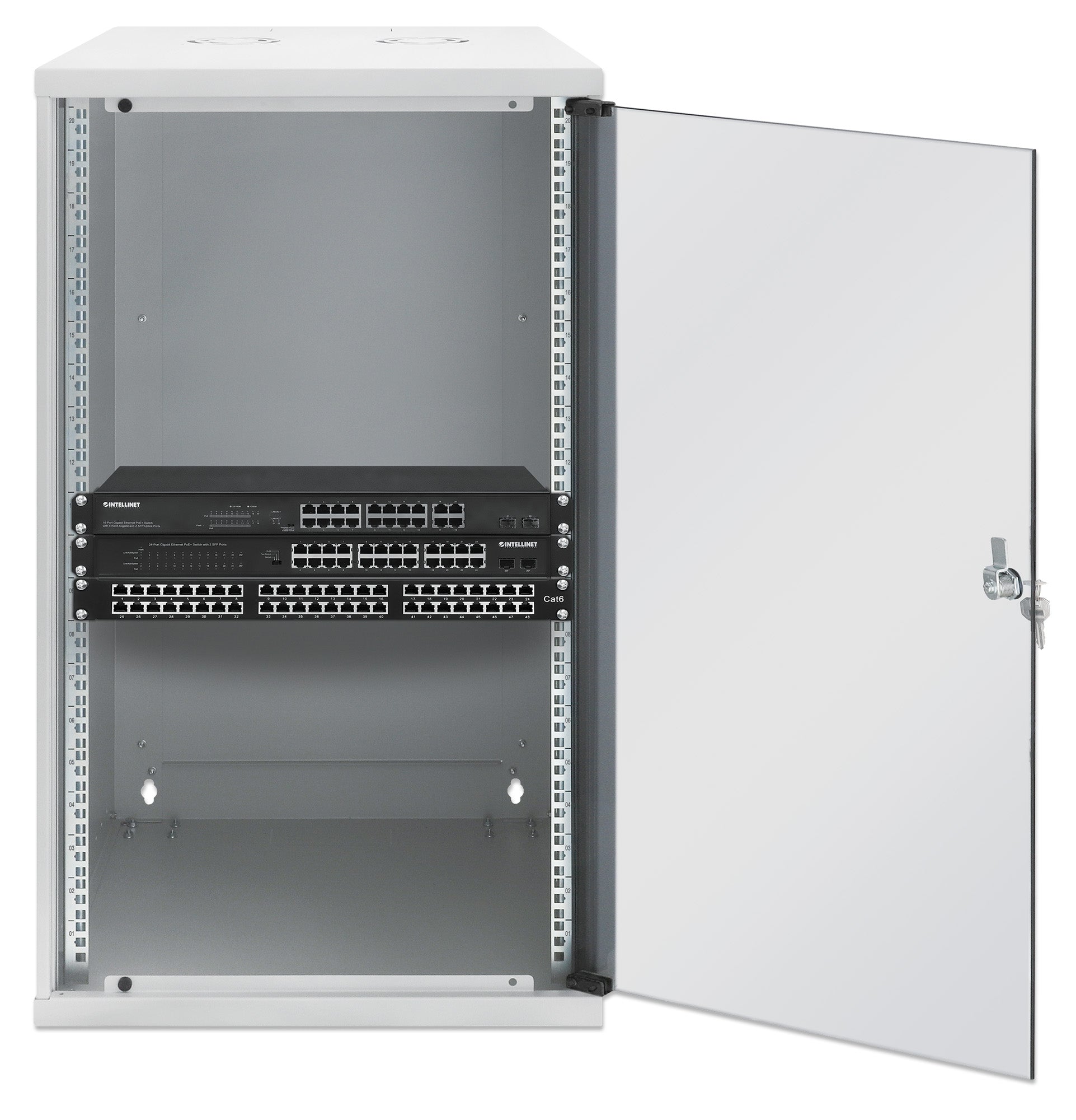 20U 19" Wall Mount Network Cabinet, Basic Line, 560 mm Depth, Gray Image 4