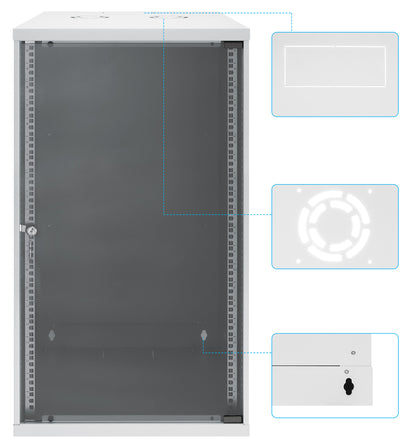 20U 19" Wall Mount Network Cabinet, Basic Line, 560 mm Depth, Gray Image 9