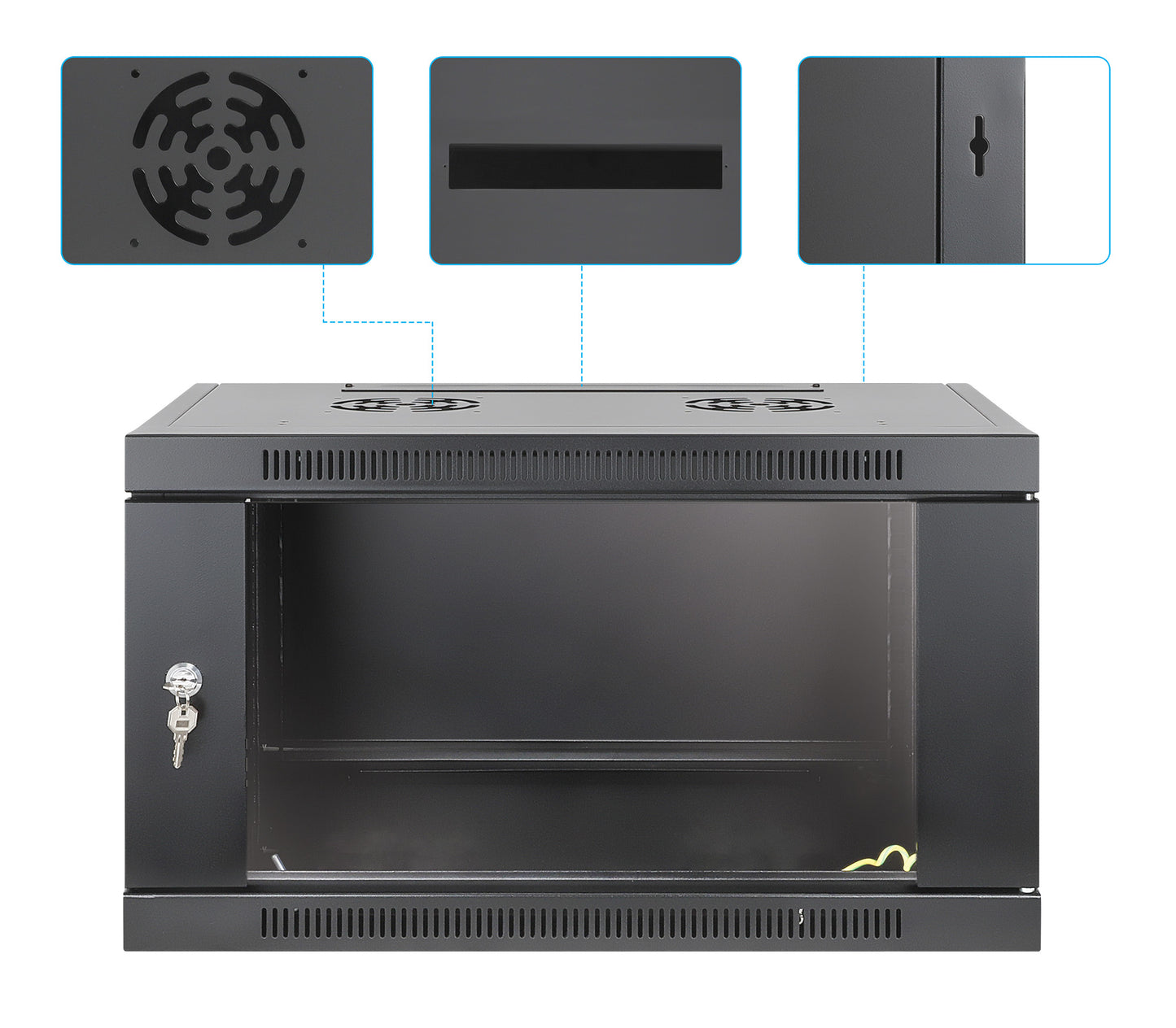 6U 19" Toolless Wall Mount Network Cabinet, 450 mm Depth, Black Image 10