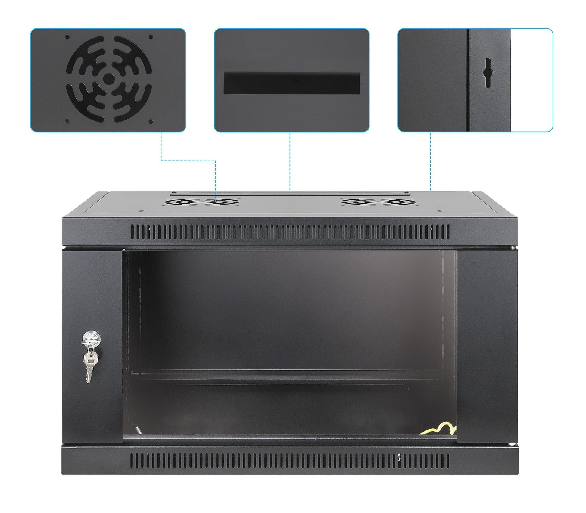 6U 19" Toolless Wall Mount Network Cabinet, 450 mm Depth, Black Image 10