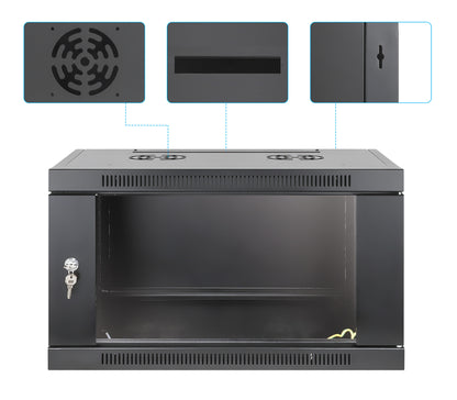 6U 19" Toolless Wall Mount Network Cabinet, 450 mm Depth, Black Image 10