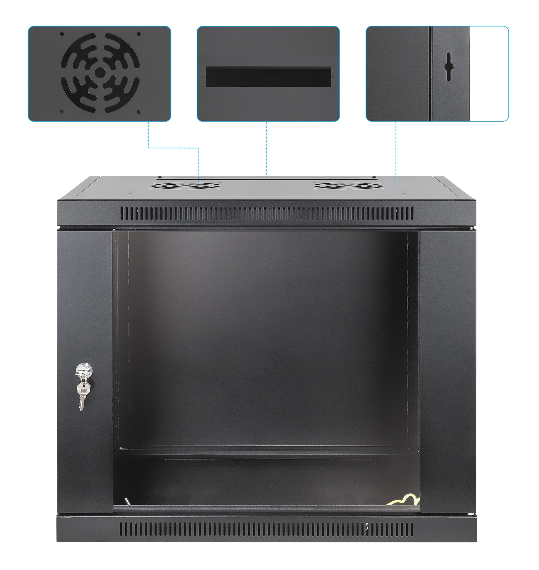 9U 19" Toolless Wall Mount Network Cabinet, 450 mm Depth, Black Image 10