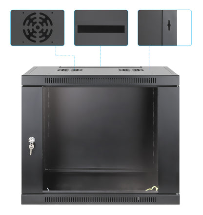 9U 19" Toolless Wall Mount Network Cabinet, 450 mm Depth, Black Image 10