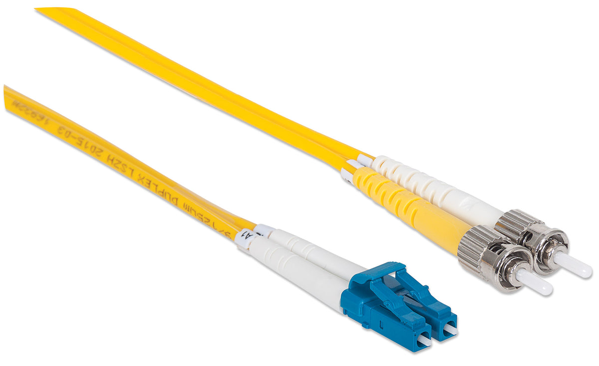 2 m LC to ST UPC Fiber Optic Patch Cable, 3.0 mm, Duplex, LSZH, OS2 Singlemode, Yellow Image 3