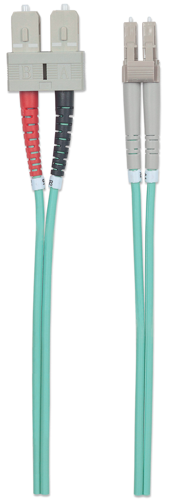2 m LC to SC UPC Fiber Optic Patch Cable, 3.0 mm, Duplex, LSZH, OM3 Multimode, Aqua Image 5