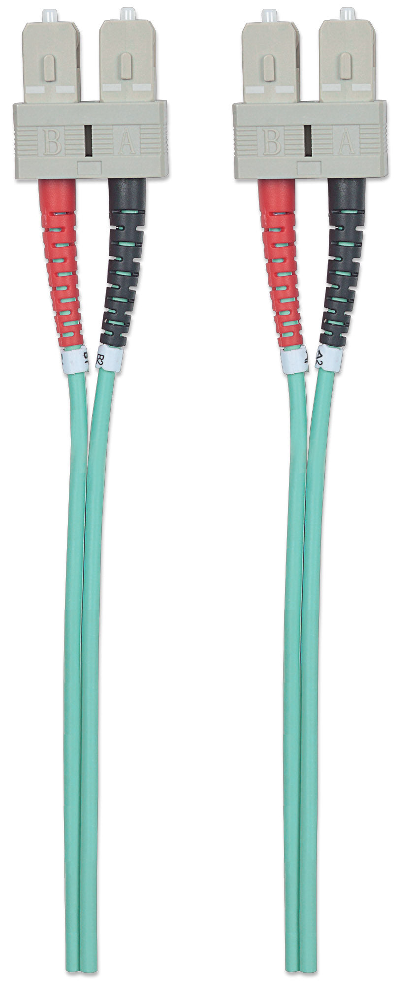 5 m SC to SC UPC Fiber Optic Patch Cable, 3.0 mm, Duplex, LSZH, OM3 Multimode, Aqua Image 5