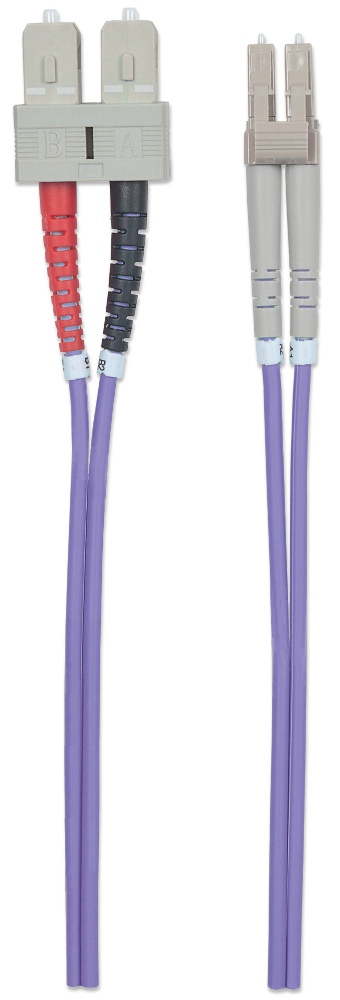 2 m LC to SC UPC Fiber Optic Patch Cable, 3.0 mm, Duplex, LSZH, OM4 Multimode, Violet Image 5