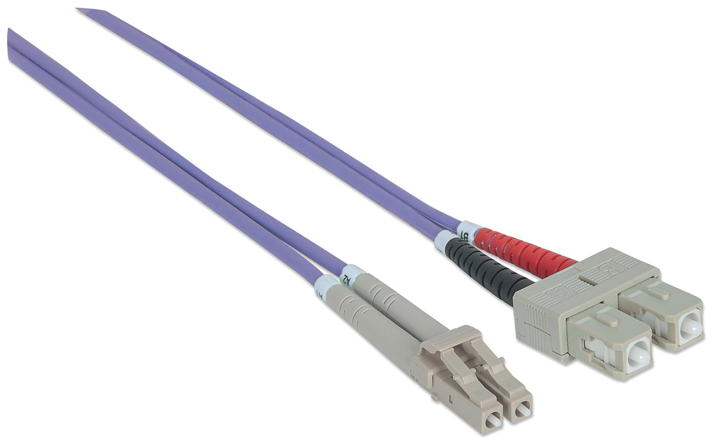 3 m LC to SC UPC Fiber Optic Patch Cable, 3.0 mm, Duplex, LSZH, OM4 Multimode, Violet Image 3