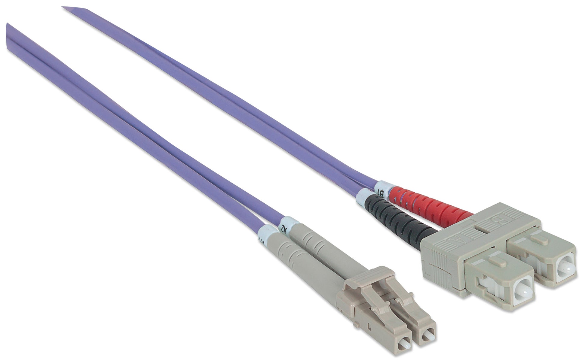 3 m LC to SC UPC Fiber Optic Patch Cable, 3.0 mm, Duplex, LSZH, OM4 Multimode, Violet Image 3
