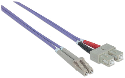 3 m LC to SC UPC Fiber Optic Patch Cable, 3.0 mm, Duplex, LSZH, OM4 Multimode, Violet Image 3