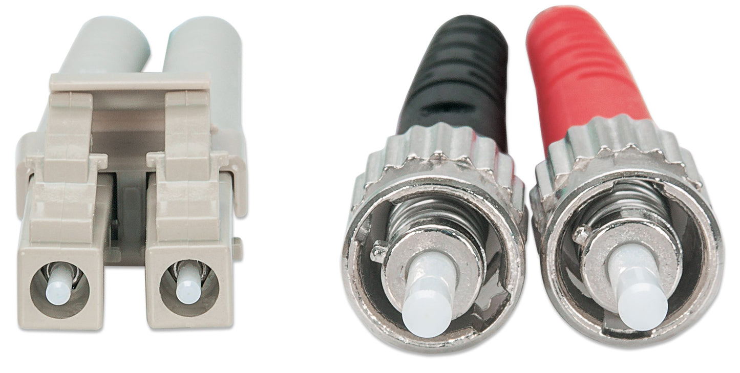 2 m LC to ST UPC Fiber Optic Patch Cable, 3.0 mm, Duplex, LSZH, OM3 Multimode, Aqua Image 4
