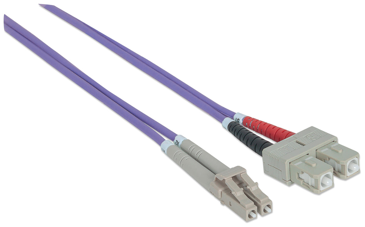 1 m LC to SC UPC Fiber Optic Patch Cable, 3.0 mm, Duplex, LSZH, OM4 Multimode, Violet Image 3