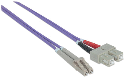 1 m LC to SC UPC Fiber Optic Patch Cable, 3.0 mm, Duplex, LSZH, OM4 Multimode, Violet Image 3