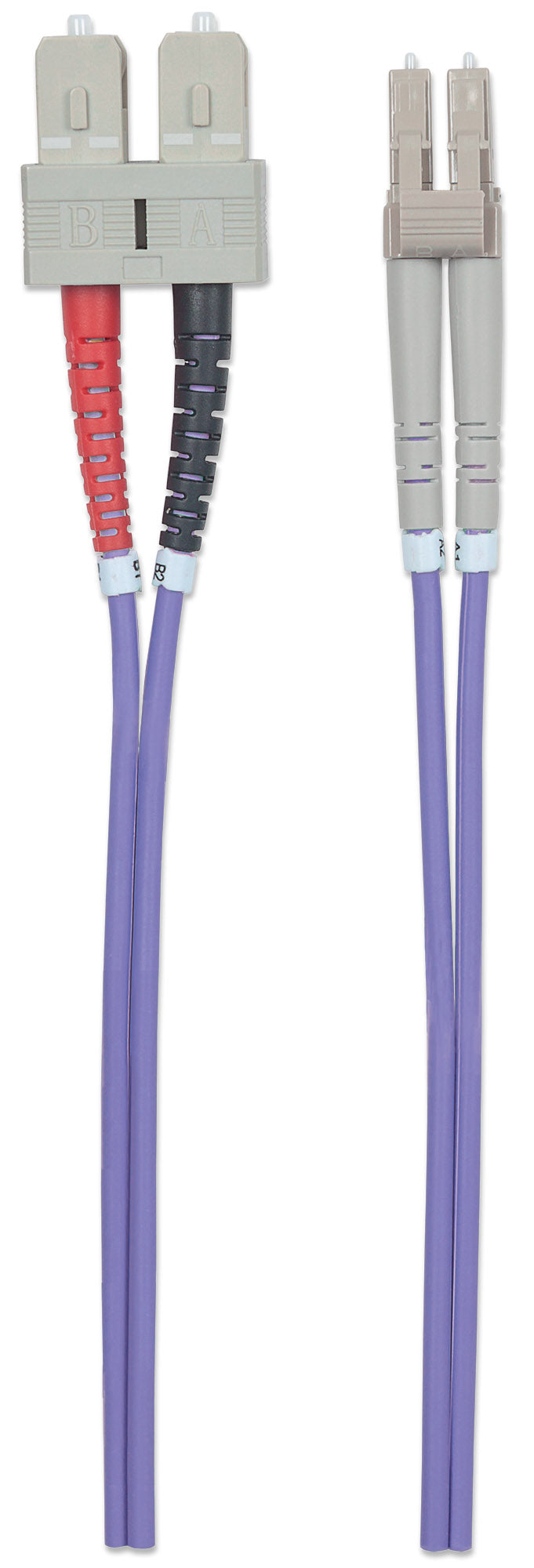 1 m LC to SC UPC Fiber Optic Patch Cable, 3.0 mm, Duplex, LSZH, OM4 Multimode, Violet Image 5