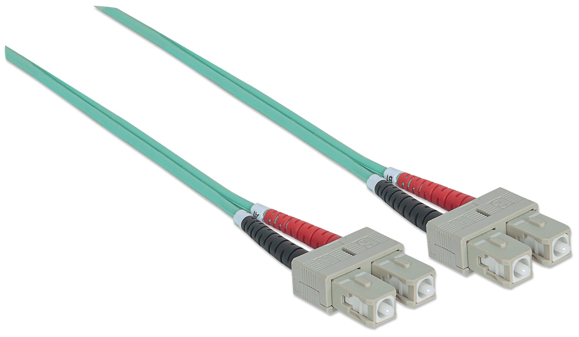 3 m SC to SC UPC Fiber Optic Patch Cable, 3.0 mm, Duplex, LSZH, OM3 Multimode, Aqua Image 3