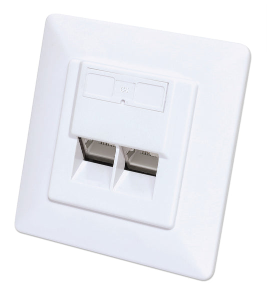 2-Port Cat6 10G Shielded RJ45 Wall Plate Image 1