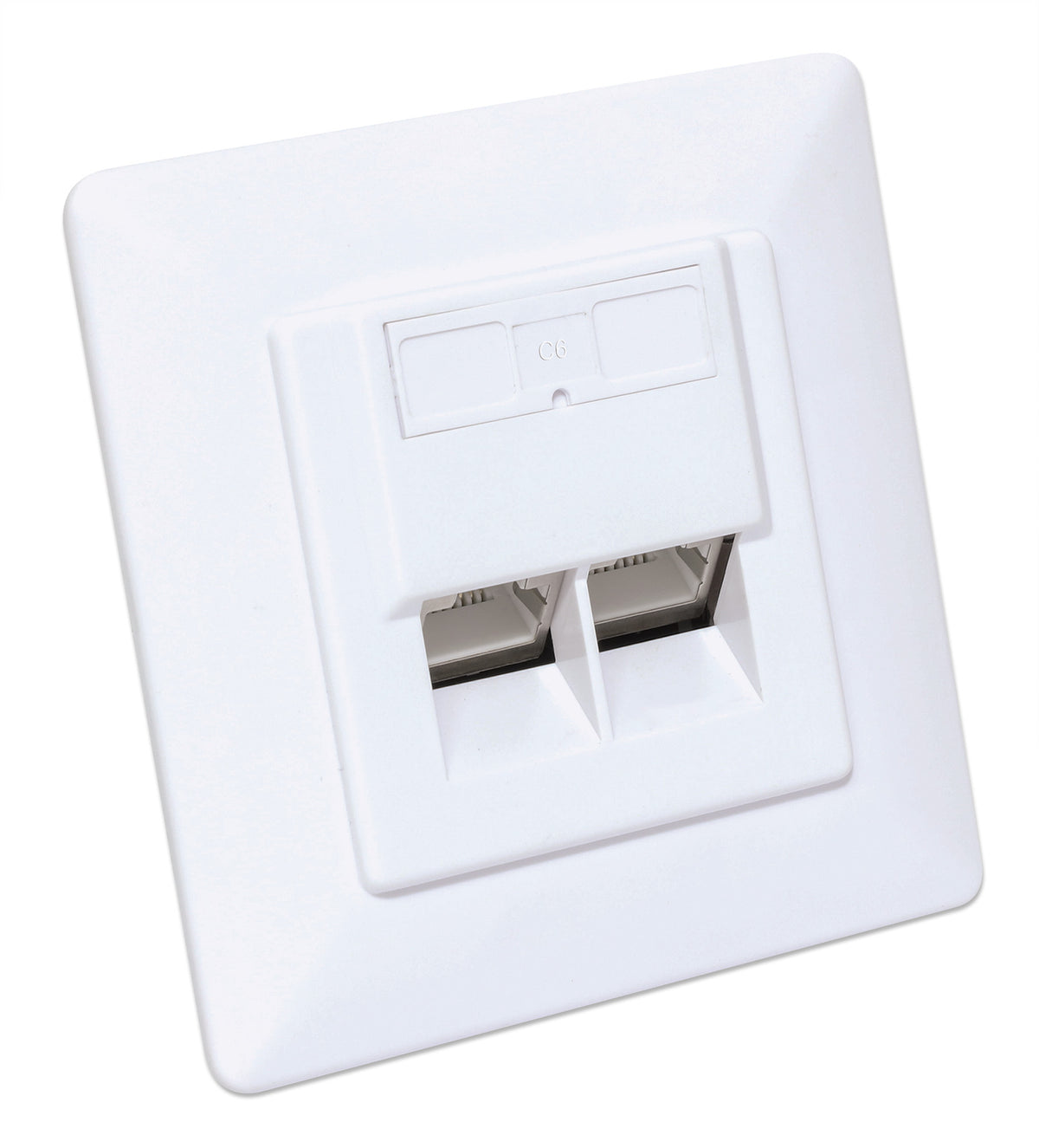 2-Port Cat6 10G Shielded RJ45 Wall Plate Image 2