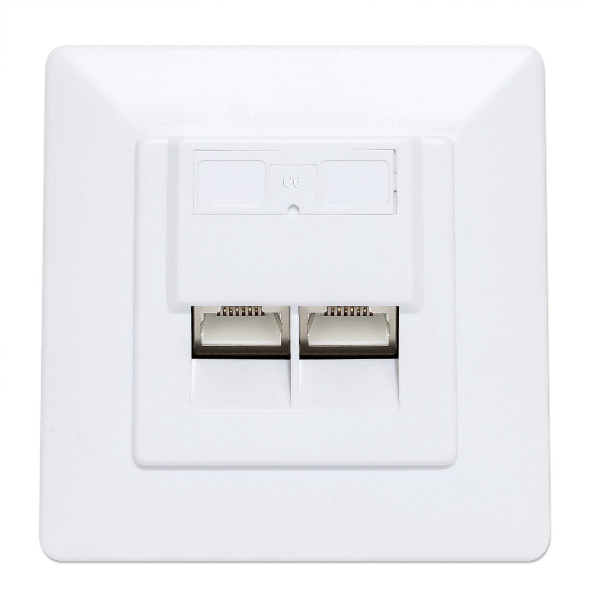 2-Port Cat6 10G Shielded RJ45 Wall Plate Image 3