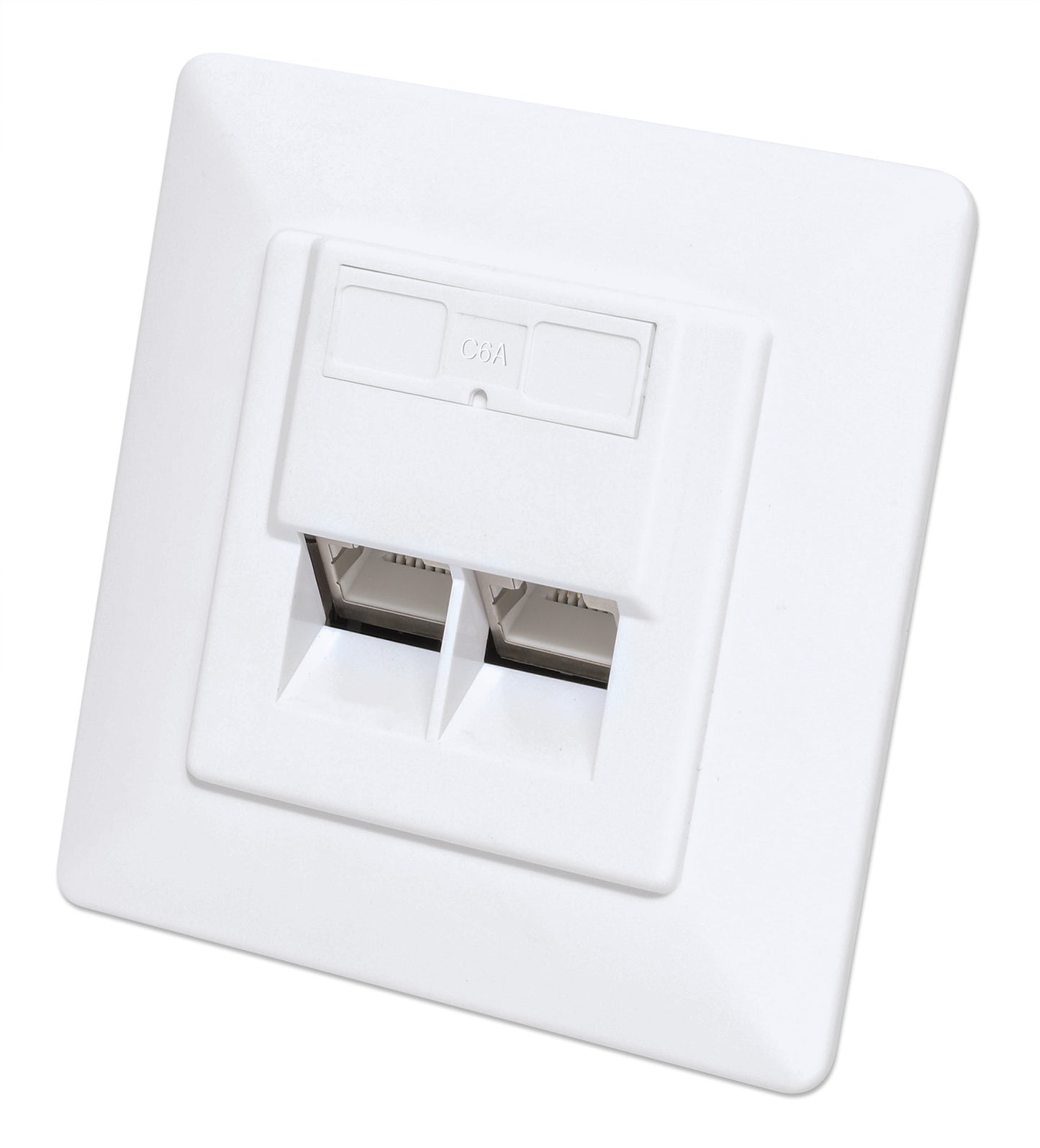 2-Port Cat6a 10G Shielded RJ45 Wall Plate Image 1