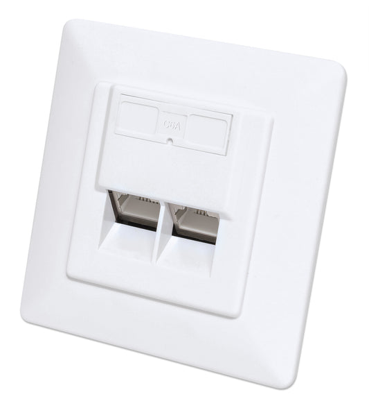 2-Port Cat6a 10G Shielded RJ45 Wall Plate Image 1