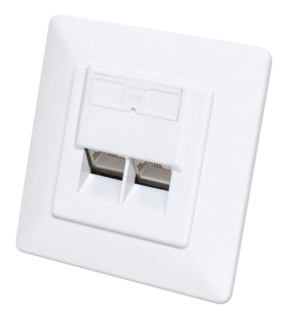 2-Port Cat6a 10G Shielded RJ45 Wall Plate Image 1