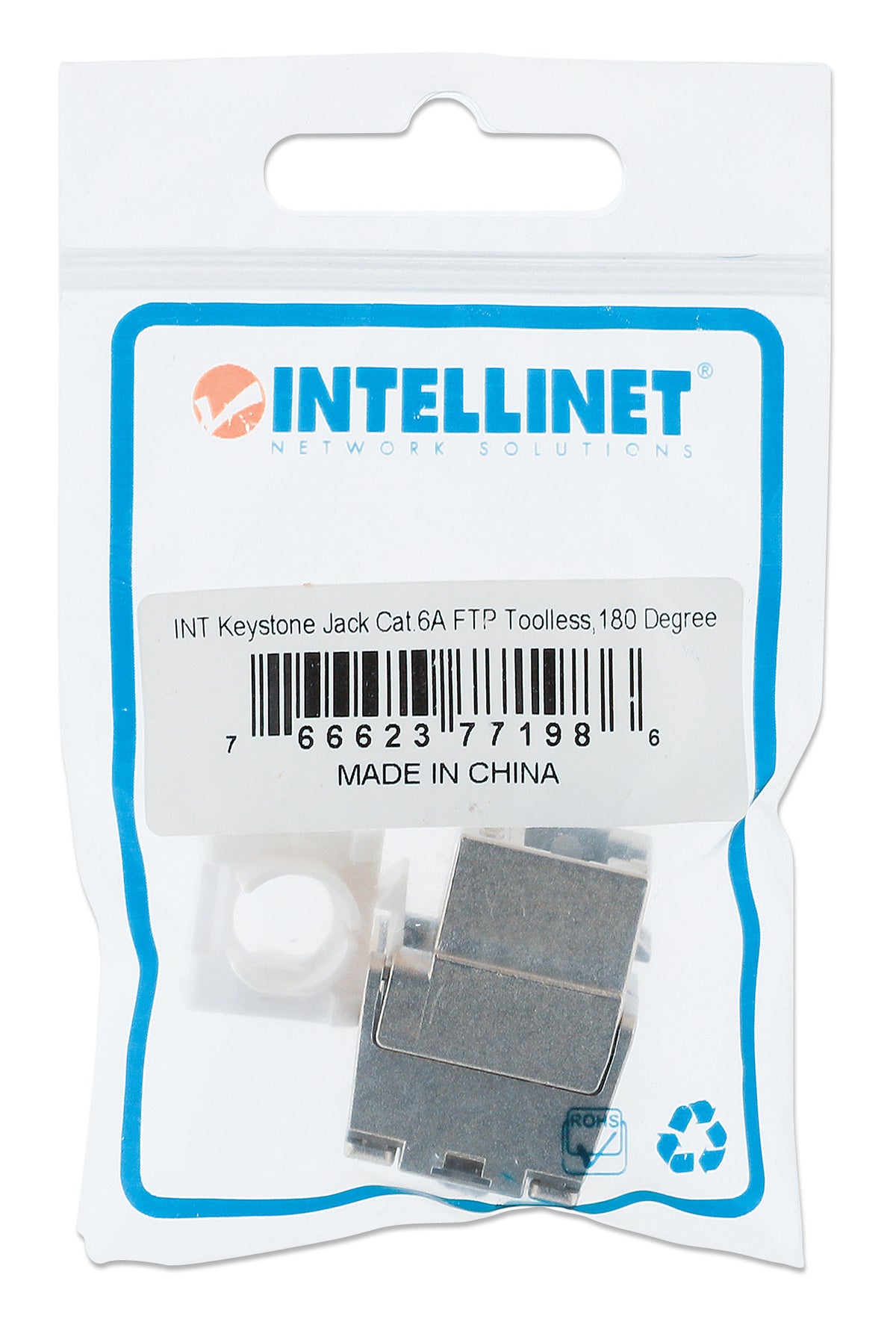 Cat6a 10G Shielded Toolless Keystone Jack, Silver Packaging Image 2
