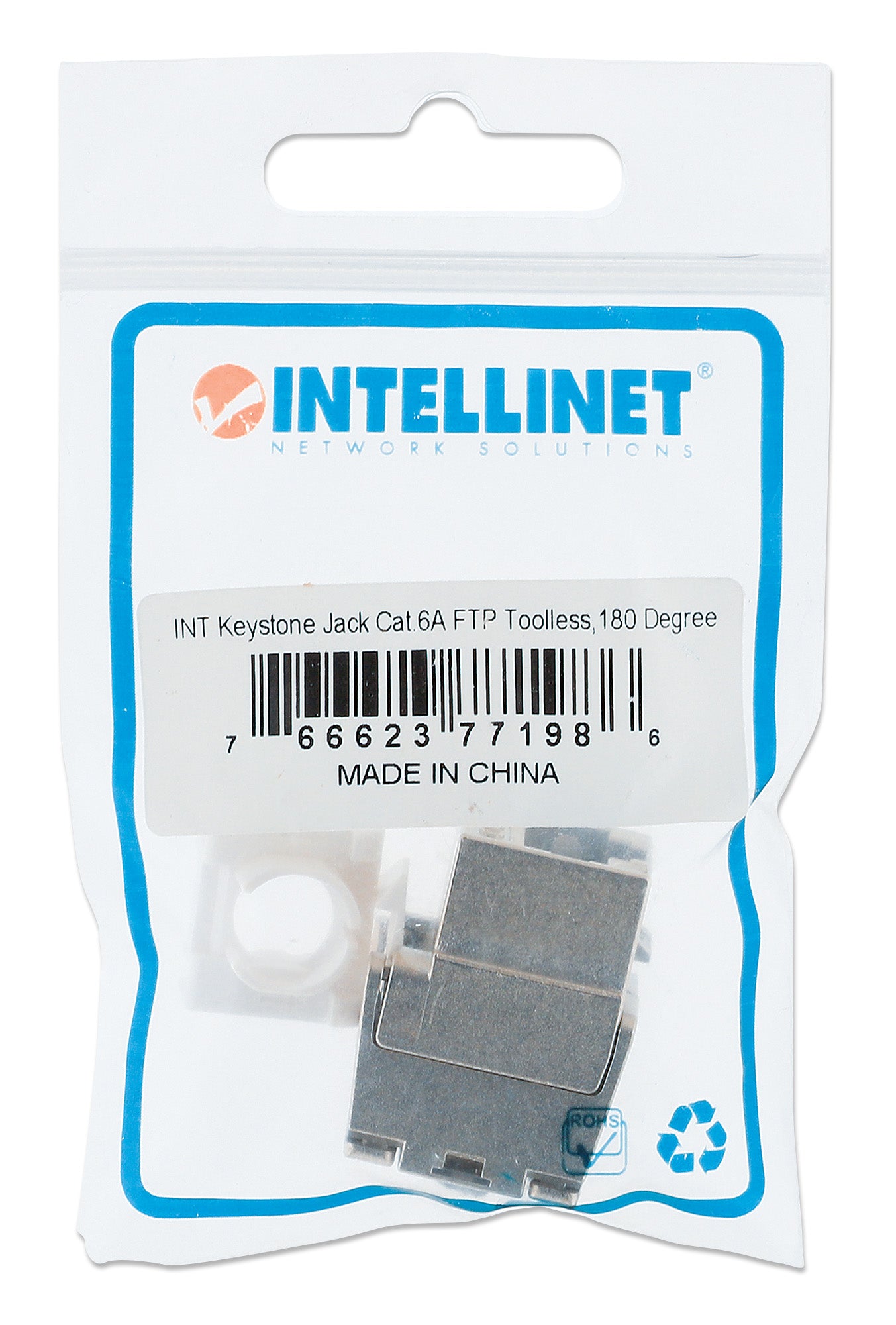 Cat6a 10G Shielded Toolless Keystone Jack, Silver Packaging Image 2