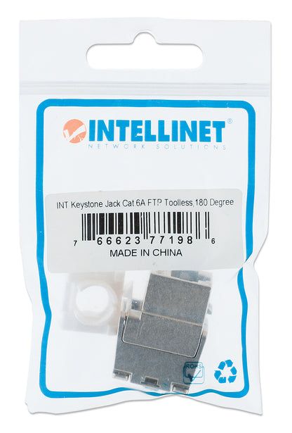 Cat6a 10G Shielded Toolless Keystone Jack, Silver Packaging Image 2