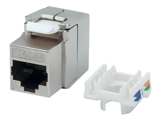Cat6a 10G Shielded Toolless Keystone Jack, Silver Image 1
