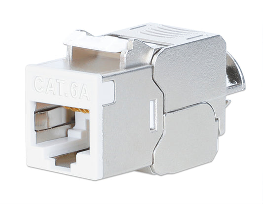 Cat6a 10G Shielded Toolless Slim Keystone Jack, White Image 1