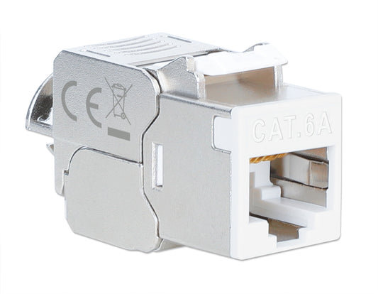 Cat6a 10G Shielded Toolless Slim Keystone Jack, White Image 2