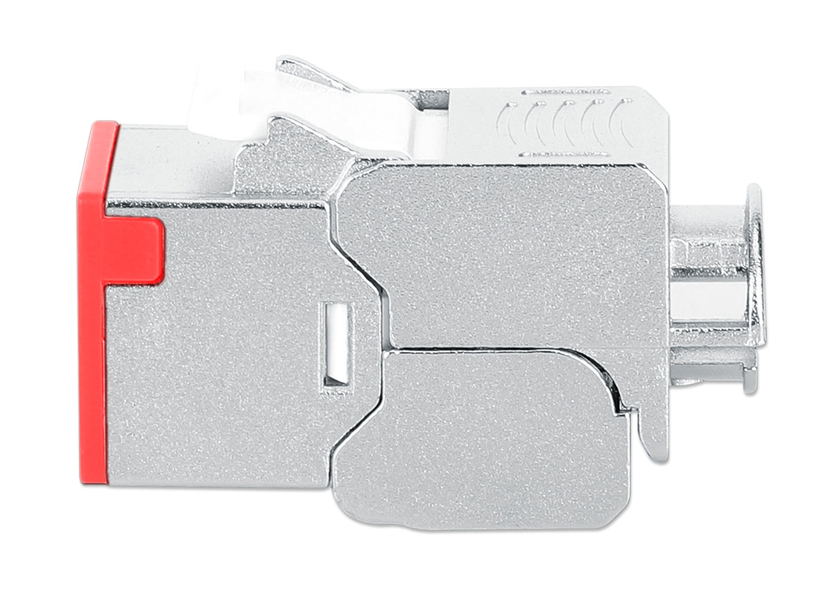 Cat6a 10G Shielded Toolless Slim Keystone Jack, Red Image 5