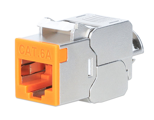 Cat6a 10G Shielded Toolless Slim Keystone Jack, Orange Image 1