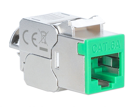 Cat6a 10G Shielded Toolless Slim Keystone Jack, Green Image 2