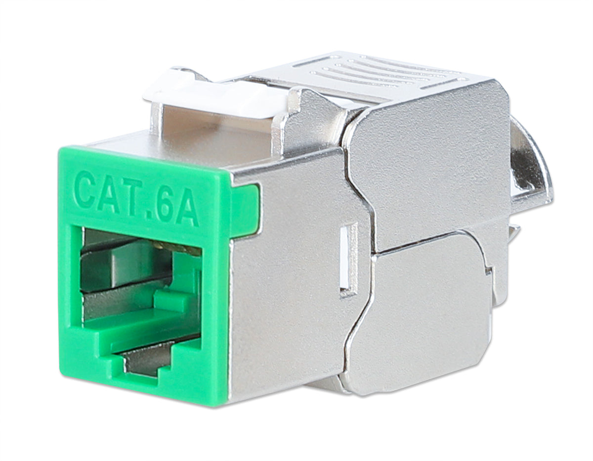 Cat6a 10G Shielded Toolless Slim Keystone Jack, Green Image 1