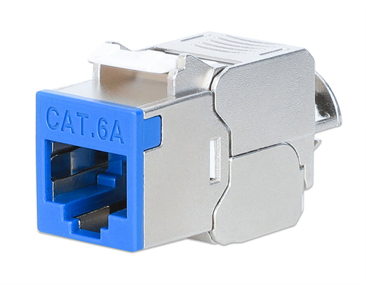 Cat6a 10G Shielded Toolless Slim Keystone Jack, Blue Image 1
