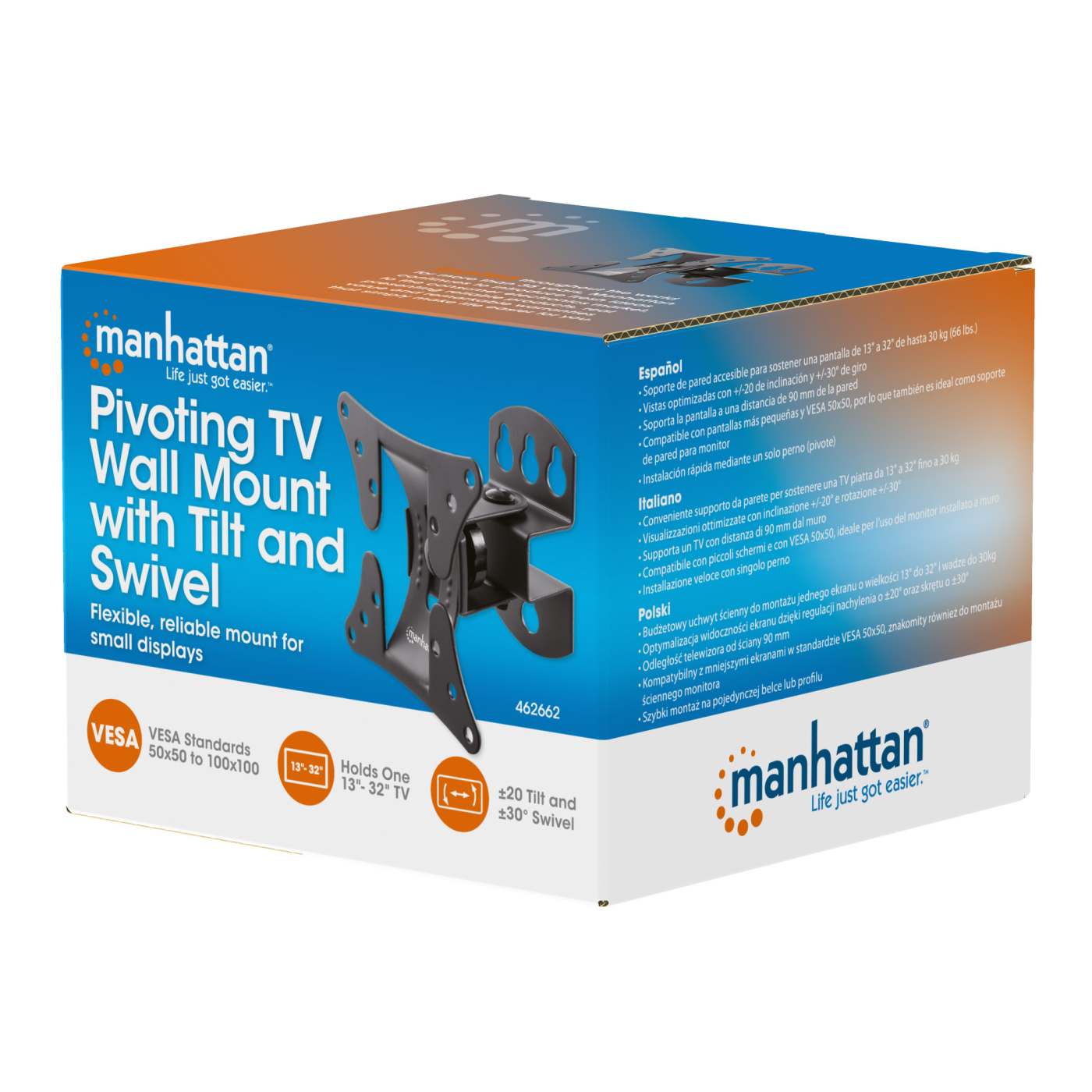 Pivoting TV Wall Mount with Tilt and Swivel Packaging Image 2