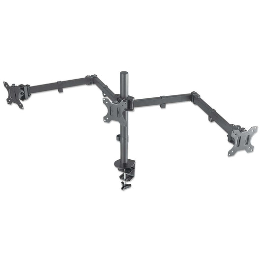 Triple Monitor Mount with Center Mount and Double-Link Swing Arms, for 13" to 27" Displays Image 1