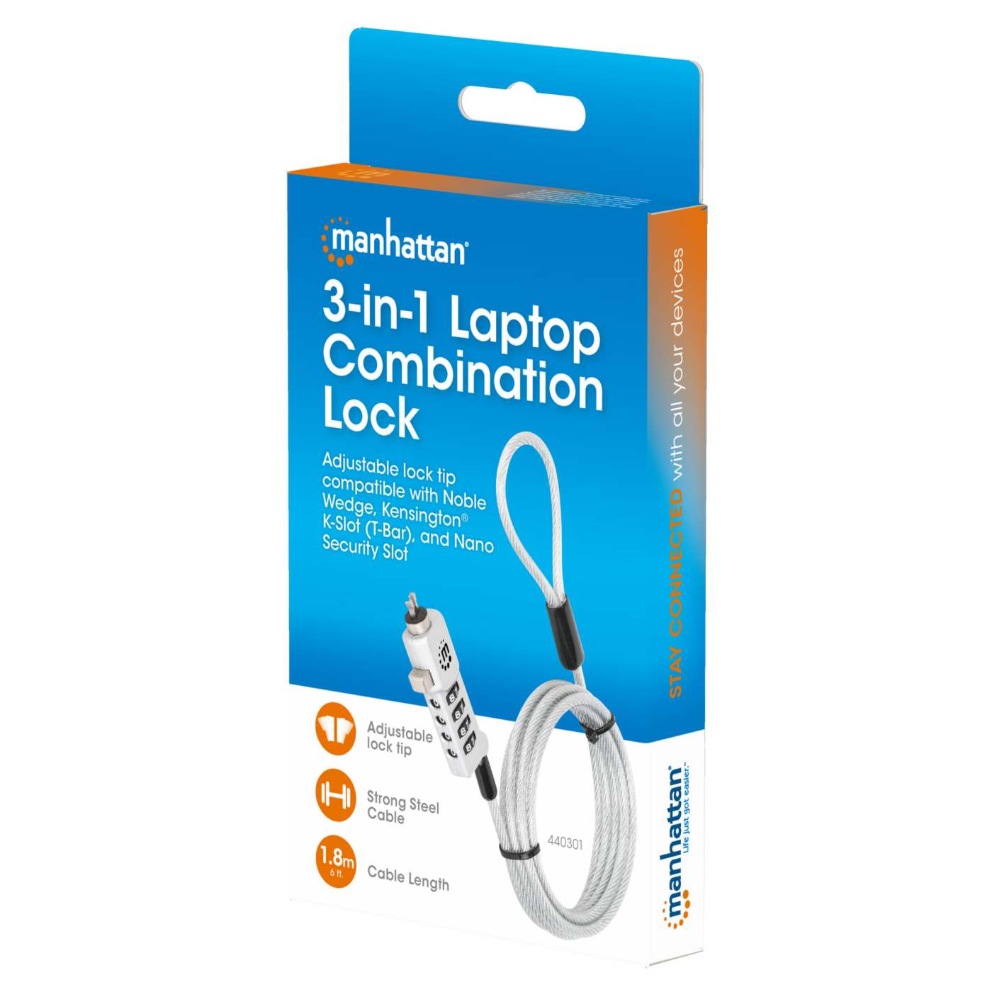 Universal Laptop Combination Lock For Noble Wedge®, Nano and K-Slot Packaging Image 2