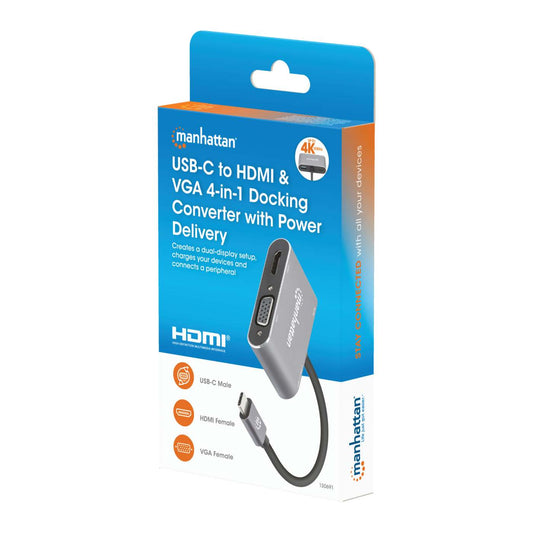 USB-C to HDMI & VGA 4-in-1 Docking Converter with Power Delivery Packaging Image 2